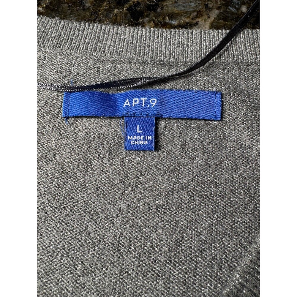 Apt. 9 Sweater Womens L Silver Metallic Shimmer Pullover Scoop Neck - Picture 7 of 9
